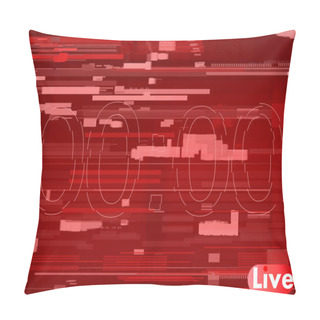 Personality  Test Screen Glitch Texture, Glitch Tv, Live, Red  Pillow Covers