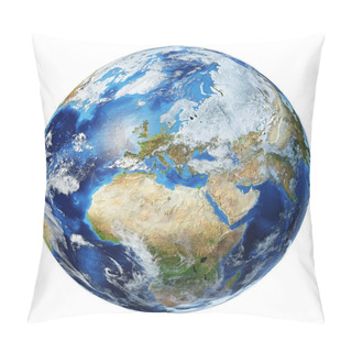 Personality  Earth Globe 3d Illustration. Europe View. Pillow Covers