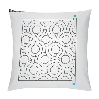 Personality  Abstract Complex Square Labyrinth. Black Color On A Grey Background. An Interesting Game For Children And Adults. Simple Flat Illustration. Pillow Covers