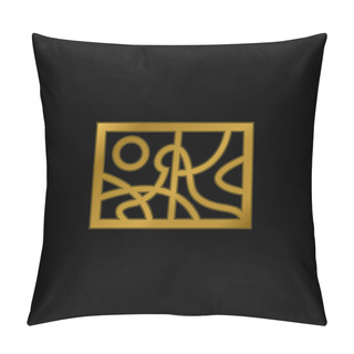 Personality  Abstract Painting Landscape Gold Plated Metalic Icon Or Logo Vector Pillow Covers