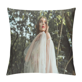 Personality  Beautiful Mystic Elf In Elegant Dress In Forest Pillow Covers