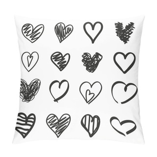 Personality  Black Hearts On Isolated White Background. Black And White Illustration Pillow Covers
