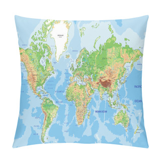 Personality  World Map With Labeling. Pillow Covers
