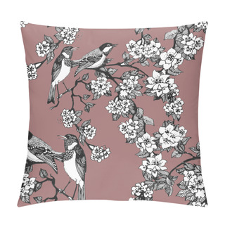 Personality  Birds On Tree Spring Twigs Pillow Covers