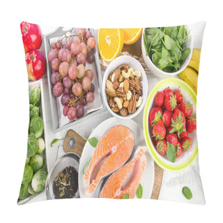 Personality  Foods Rich In Antioxidant. Healthy Eating Concept.   Pillow Covers