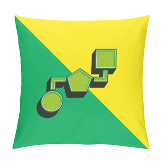 Personality  Block Scheme Of Three Geometrical Shapes Green And Yellow Modern 3d Vector Icon Logo Pillow Covers