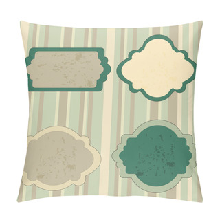 Personality  Set Retro Green Tag. Vector Pillow Covers