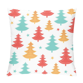 Personality  Vector Green, Yellow, Red Scattered Christmas Trees Winter Holiday Seamless Pattern. Great For Fabric, Wallpaper, Packaging, Giftwrap. Pillow Covers