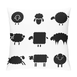 Personality  Black Silhouette Of Sheeps On A Light Background Pillow Covers
