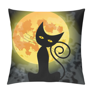 Personality  Cute Halloween Black Cat And Full Moon Pillow Covers