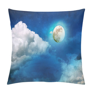 Personality  Night Sky With Full Moon And Stars.Nature Abstract Background. Pillow Covers