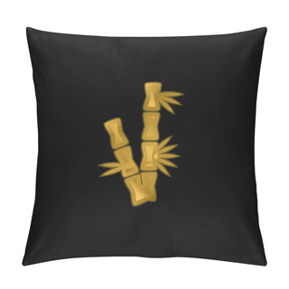 Personality  Bamboo Branches Gold Plated Metalic Icon Or Logo Vector Pillow Covers