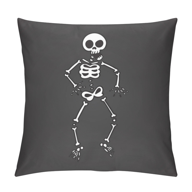 Personality  Funny skeleton on a black background. Vector illustration eps10 pillow covers