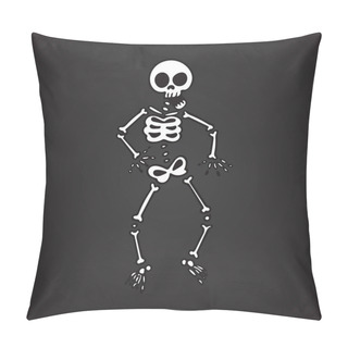 Personality  Funny Skeleton On A Black Background. Vector Illustration Eps10 Pillow Covers
