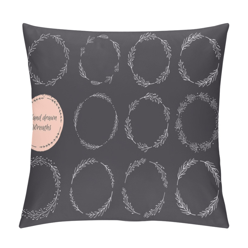 Personality  Hand drawn wreath set. Floral round frames, vector design elements for cards, invitations. pillow covers