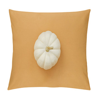 Personality  Close Up Shot Of A Single Baby Boo Pumpkin On Paper Textured Background As A Symbol Of Autumnal Holidays With A Lot Of Copy Space For Text Pillow Covers
