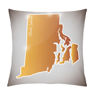 Personality  Vintage Sticker In Form Of Rhode Island State, USA Pillow Covers