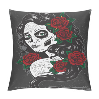 Personality Day Of Dead Girl Illustration Pillow Covers