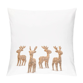Personality  Christmas Deer Lights On White Background And Clipping Path Pillow Covers
