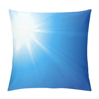 Personality  Blue Sky With Glaring Sun, Light, Sun Burst Pillow Covers