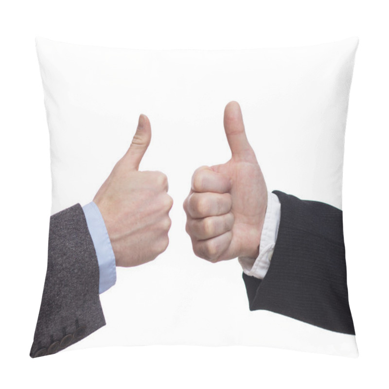 Personality  Side View Of Thumbs Up Sign - Hand Gesture Isolated On White Background Pillow Covers
