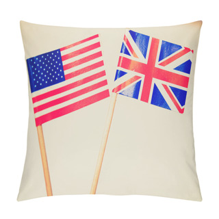 Personality  Retro Look British And American Flags Pillow Covers