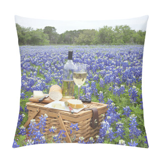 Personality  Picnic Basket With Wine, Cheese And Bread In A Texas Hill Countr Pillow Covers