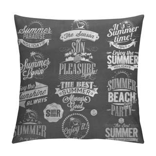 Personality  Summer Calligraphic Elements On Chalkboard. Pillow Covers