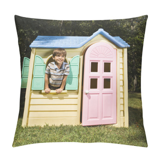 Personality  Boy In Playhouse. Pillow Covers