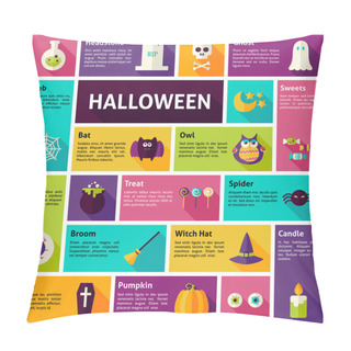 Personality  Flat Design Vector Icons Infographic Halloween Holiday Concept Pillow Covers