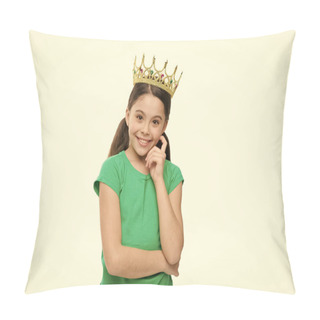 Personality  Kid Wear Golden Crown Symbol Of Princess. Dreams And Fairy Tales. Every Girl Dreaming To Become Princess. Lady Adorable Little Princess. Royal Family Concept. In My Dreams I Could Be Princess Pillow Covers