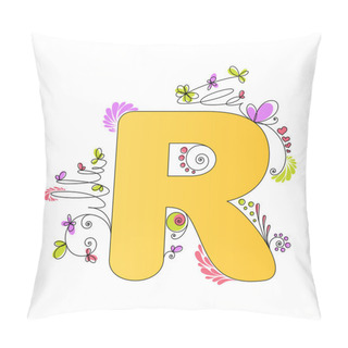 Personality  Colorful Floral Alphabet. Letter R Pillow Covers