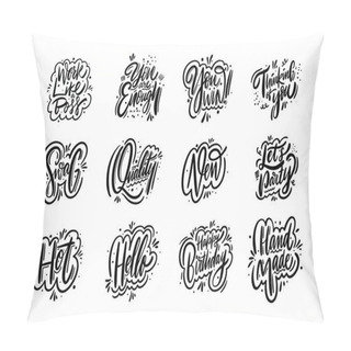 Personality  Motivation Typography Phrases Set. Hand Drawn Vector Illustration In Cartoon Style. Black Ink. Pillow Covers