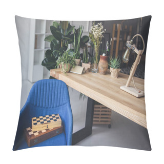 Personality  Artistic Workplace With Chess Boards  Pillow Covers