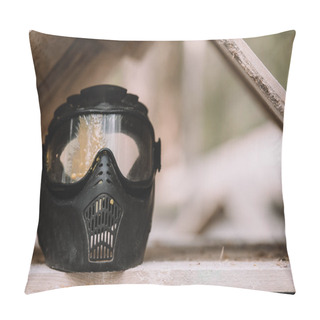 Personality  Close Up View Of Goggle Mask Covered By Paintball Splash Outdoors  Pillow Covers