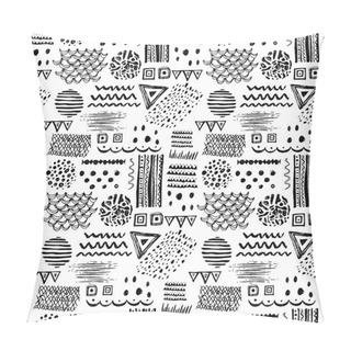 Personality  Abstract Black And White Seamless Pattern With Hand Drawn Ethnic Motifs Pillow Covers