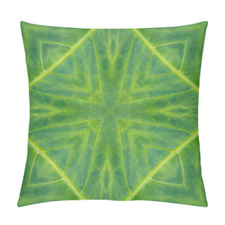 Personality  Green Mandala From Forest Palm Tree Leaves. Mandala Made From Natural Objects. Natural Leaf Ornament. Symmetry, Seamless, Perfection Pillow Covers
