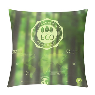 Personality  Vector Blurred Landscape, Forest, Eco Badge, Ecology Label, Natu Pillow Covers