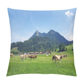 Personality  Allgau Cows On Pasture Bavaria In Summer Pillow Covers