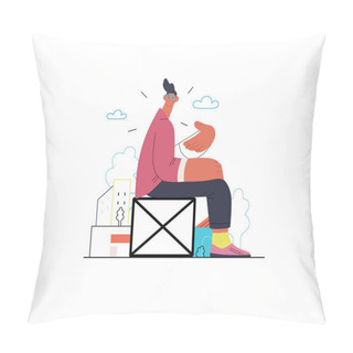 Personality  Startup Illustration. Concept Of Building New Business Pillow Covers