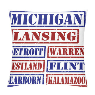 Personality  Michigan Cities Stamps Pillow Covers
