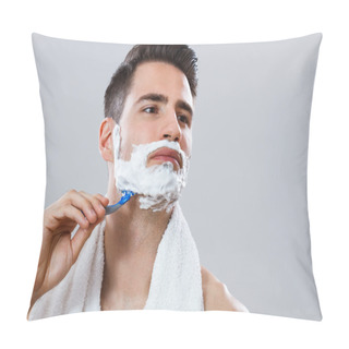 Personality  Photo Of Handsome Man Shaving His Face Pillow Covers