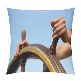 Personality  Hand On Ship Rudder. Pillow Covers
