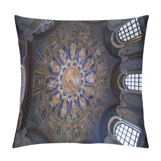 Personality  Dark Blue Ceiling Mosaic Of The Neoniano Baptistery In Ravenna Pillow Covers