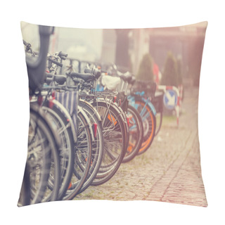 Personality  Group Of Bikes In Parking In Amsterdam Pillow Covers