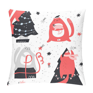 Personality  Christmas Cute Hand Drawn Seamless Vector Pattern Pillow Covers