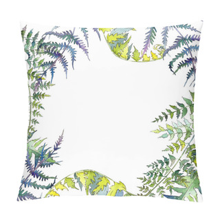 Personality  Fern Green Leaves. Watercolor Background Illustration Set. Frame Border Ornament Square. Pillow Covers