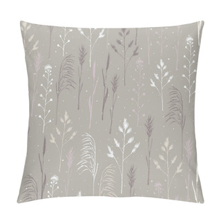 Personality  Vector Wild Grass Seamless Pattern Print Background. Pillow Covers