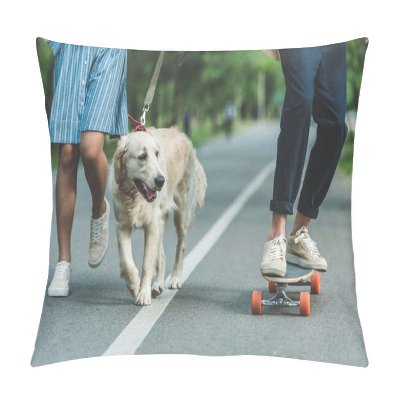 Personality  couple riding on board with dog pillow covers