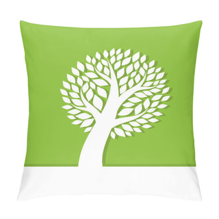 Personality  White Tree On Green Background Pillow Covers